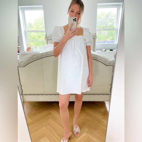 Reformation Carsen Puff-sleeve Linen Mini Dress in White - Picture 5 of 5